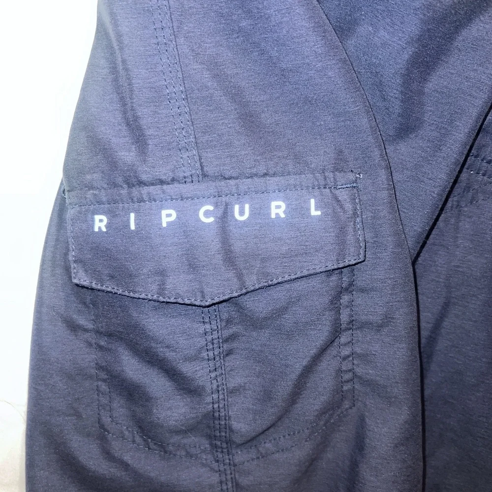 Rip Curl Boardwalk Surfers Boardshorts Navy Blue Gray Boys Size 25 /12 Swim Suit